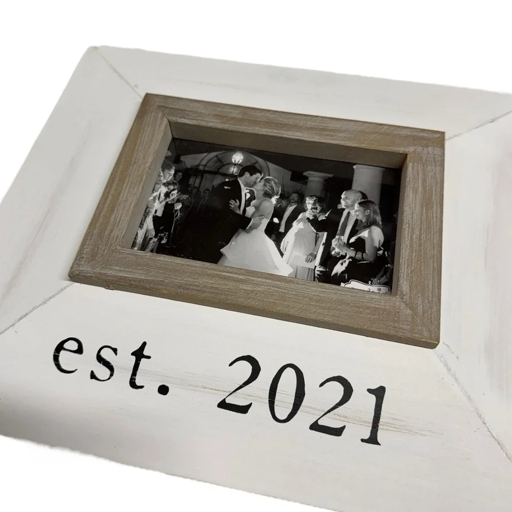 Mud Pie Wedding Collection EST 2021 Wood Photo Frame Holds 4